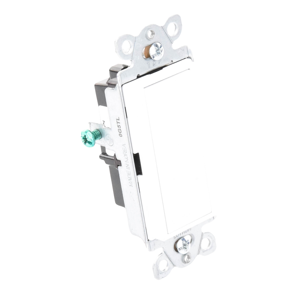 Interruptor de pared unipolar tipo paleta de 15 A, 120/277 V, para conmutación de iluminación y cargas de motor, línea Satin Colors en acabado Snow satinado