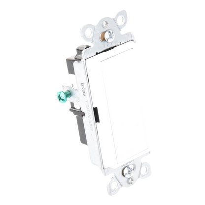 Interruptor de pared unipolar tipo paleta de 15 A, 120/277 V, para conmutación de iluminación y cargas de motor, línea Satin Colors en acabado Snow satinado