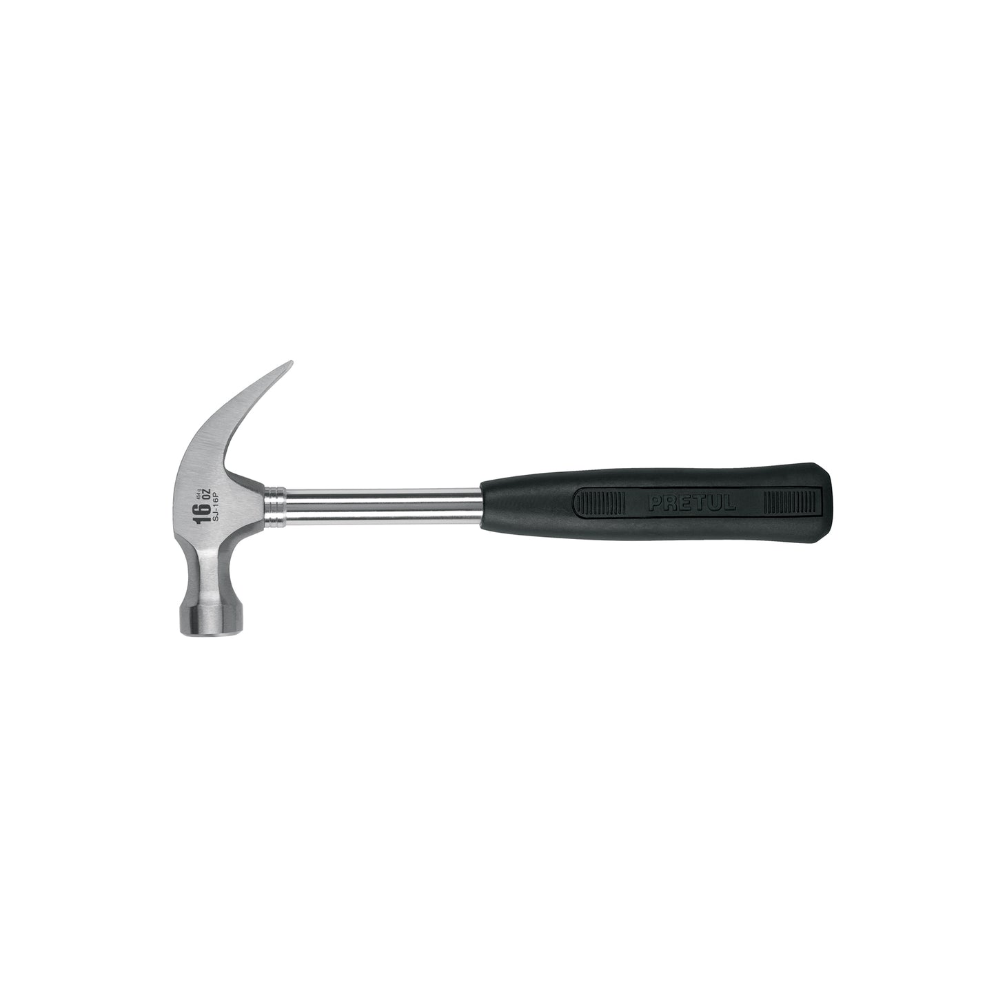 Martillo pulido, 16 oz, uña curva, mango tubular, Pretul