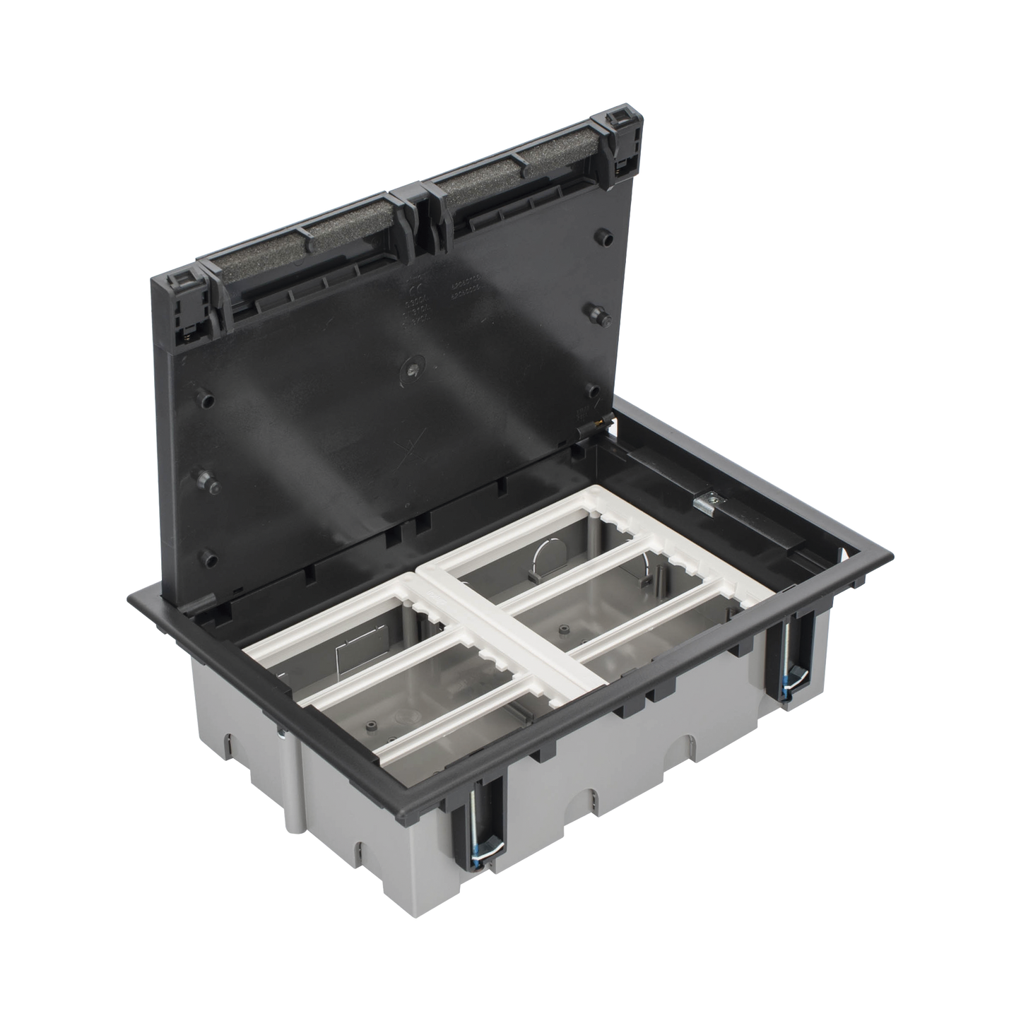 Caja Para Instalaci�n en Piso Falso para Voz, Datos o Contactos El�ctricos / Capacidad para 6 M�dulos / Espacio Embellecedor en la Tapa / Profundidad Ajustable de 90 a 120 mm (3.54 a 4.72 pulgadas) / Los M�dulos se Adquieren Aparte / (SF610/14CY)