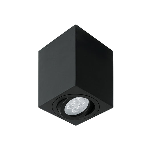 Luminario de sobreponer c/spot dirigible, cuadrado, negro