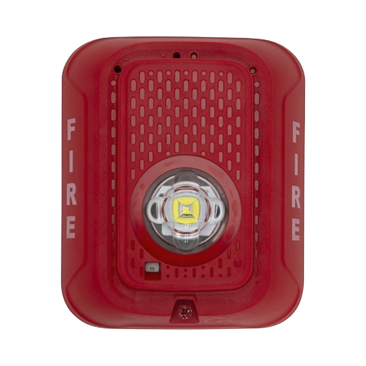 Lámpara estroboscópica LED para pared, 24 Vcd, candela seleccionable hasta 185 cd, sin sirena, color rojo