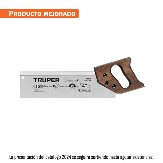 Serrucho de costilla 14' Diamante, 9 DPP, TRUPER