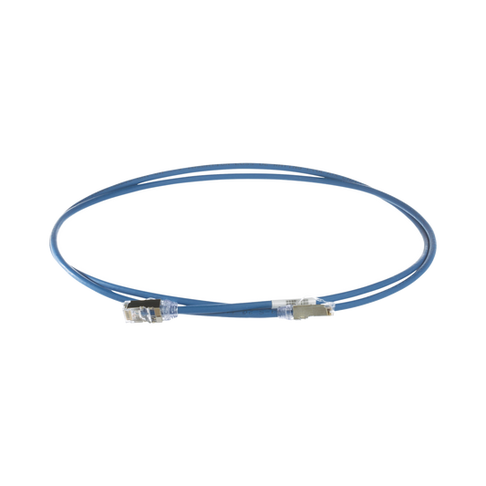 Patch Cord Cat6A, Diametro Reducido 28 AWG, Blindado S/FTP, CM/LS0H, 1.5 Metros (4.92 Pies), Color Azul