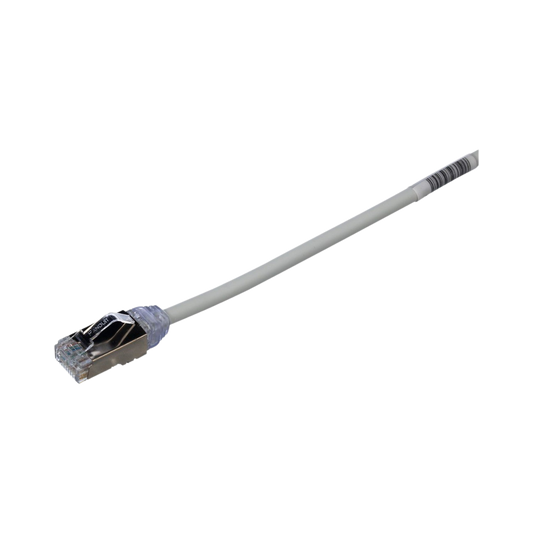 Patch Cord Cat6A, Diametro Reducido 28 AWG, Blindado S/FTP, CM/LS0H, 1 Metro (3.28 Pies), Color Gris