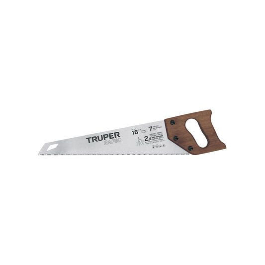 Serrucho Rapid 18', 7 DPP, mango de madera, Truper