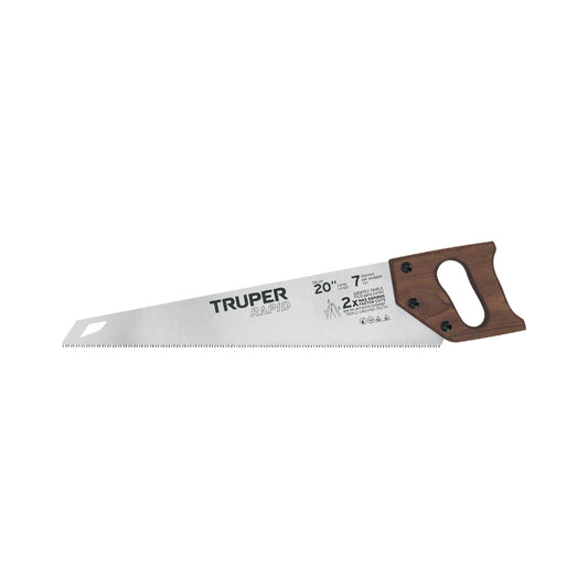Serrucho Rapid 20', 7 DPP, mango de madera, Truper