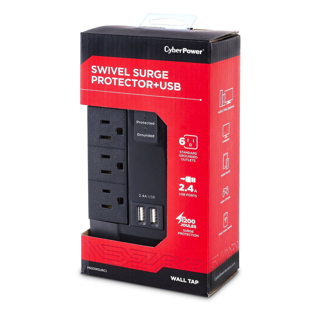 Supresor de Picos de Pared  CyberPower P600WSURC1 - Vista 7