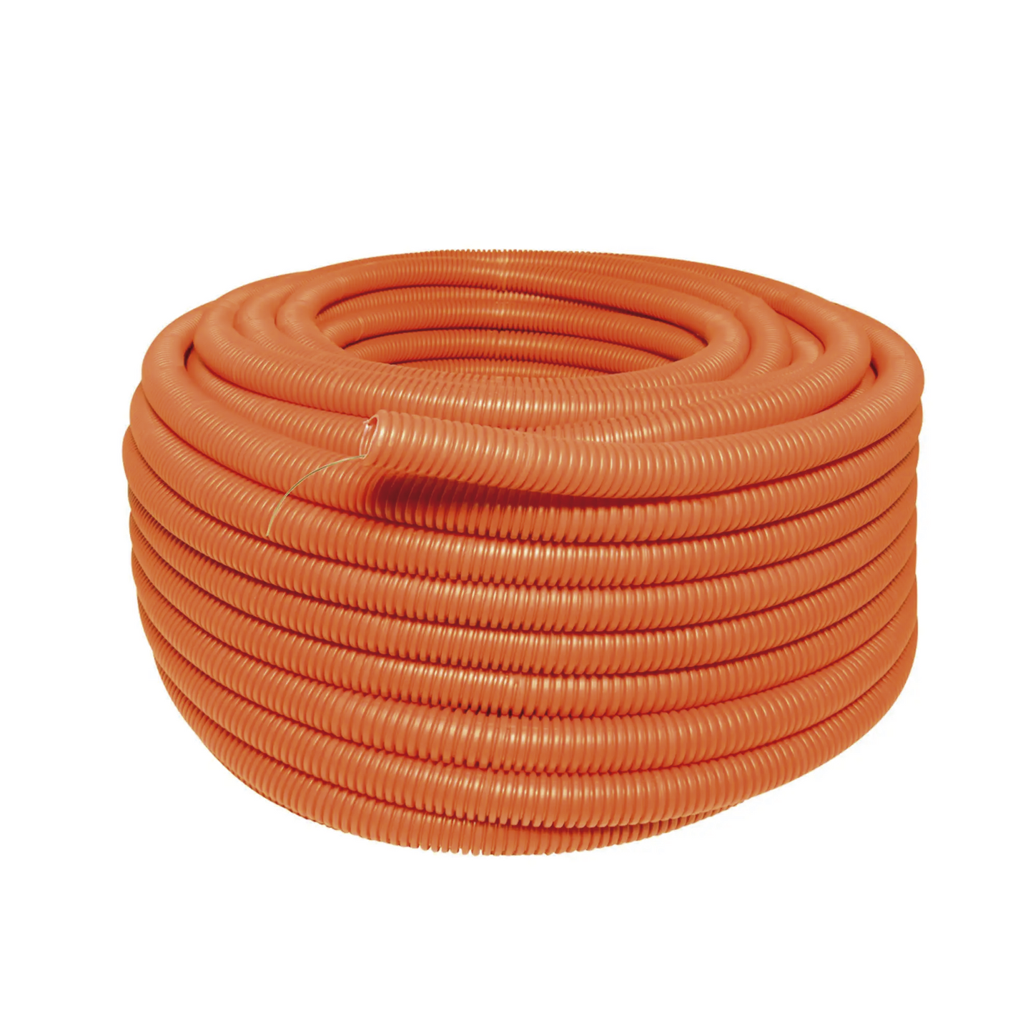 Manguera Poliducto Corrugado Flexible Naranja Reforzado de 1/2" x 100 m Para Instalaciones Eléctricas  /Polietileno Alta Densidad HDPE/ Con guía /Resistente a Intemperie.