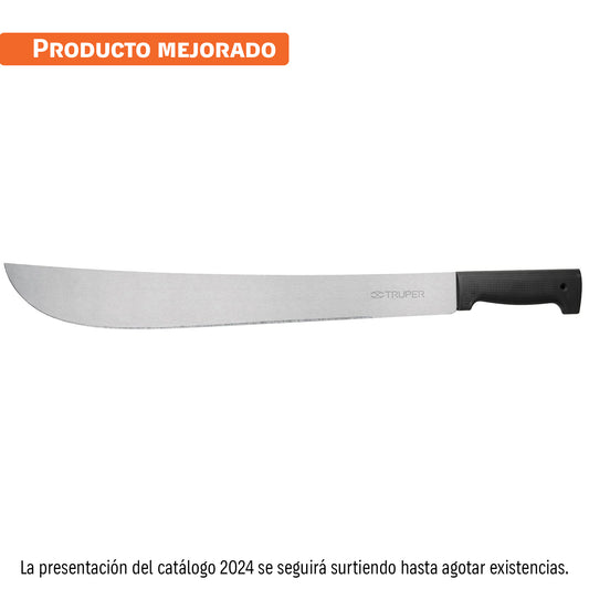 Machete estándar 18' cacha negra inyectada, en bolsa, Truper