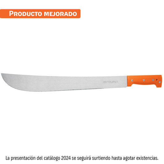 Machete estándar 18' cacha naranja remachada, en bolsa