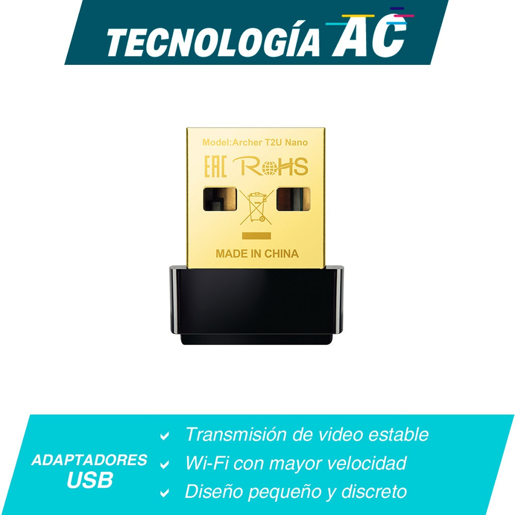 Adaptador USB Dual Band TP-LINK Archer T2U Nano - Vista 2