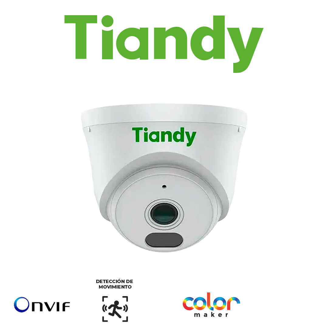 Camara Ip TIANDY 2MP AK COLORMAKER CAMARA TORRE LENTE FIJO - 2.8MM - IR 30M - CARCASA POLICARBONATO - MICROFONO - POE - INTERIOR
