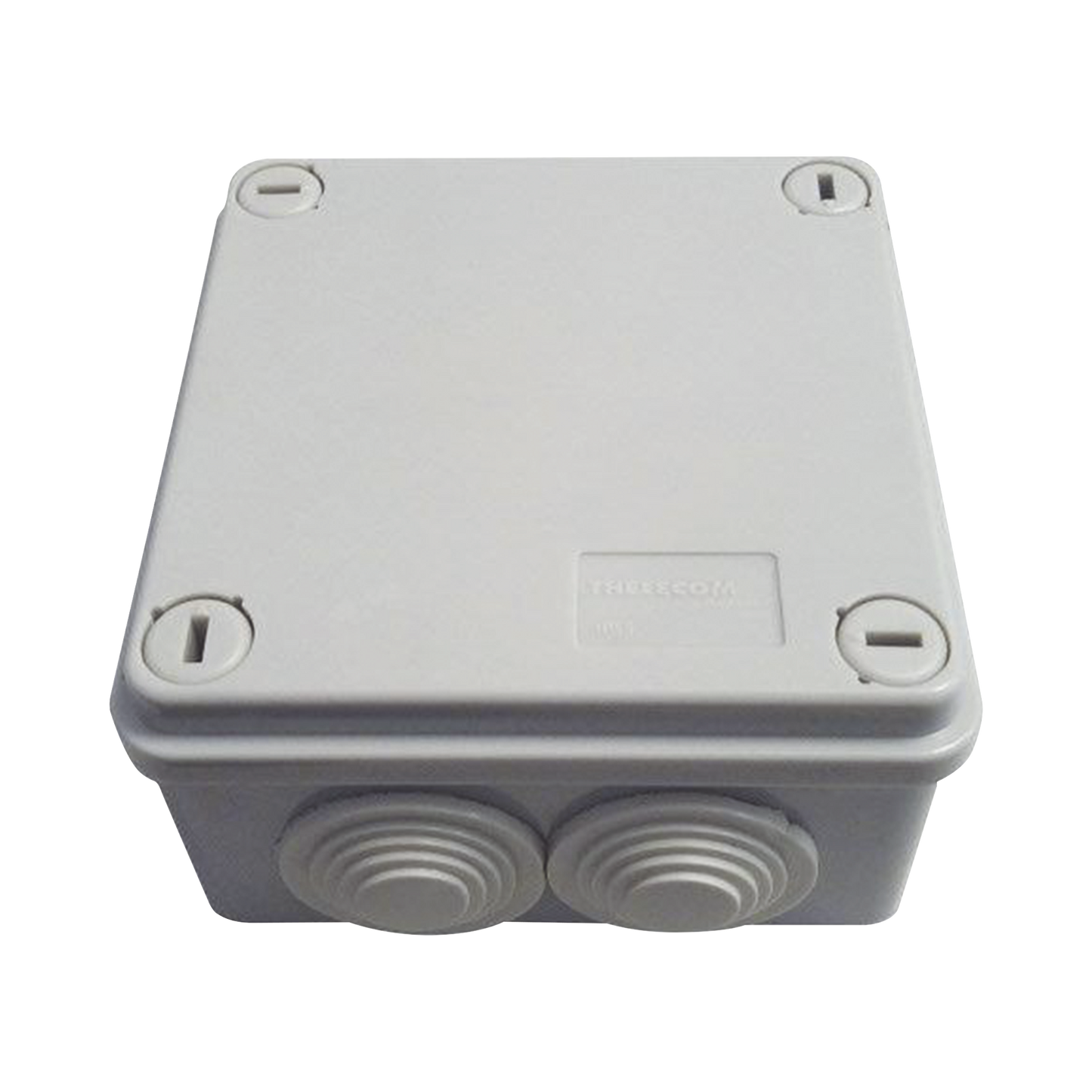 Caja Tipo Estanca IP55, con 6 Entradas, Tapa y Tornillo de Vuelta de 1/4, 100 x 100 x 50 mm (3.94 x 3.94 x 1.97 Pulgadas), Color Gris
