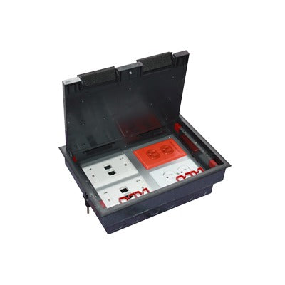 Caja de Piso para Cuatro M�dulos Universales (Socket M4), para Alimentaci�n El�ctrica y Redes de Datos (11000-43401) No Incluye Faceplates