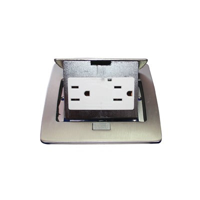 Mini Caja de Piso Rectangular en Acero Inoxidable con 2 Contactos El�ctricos (11000-21201)