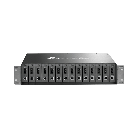 Chasis para Montaje en Rack de 14 bahías / Soporta Convertidores de Fibra Óptica TP-Link /  Compatibles (MC111CS, MC112CS, MC220L, MC110CS, MC100CM, MC210CS, MC200CM) / Plug and Play