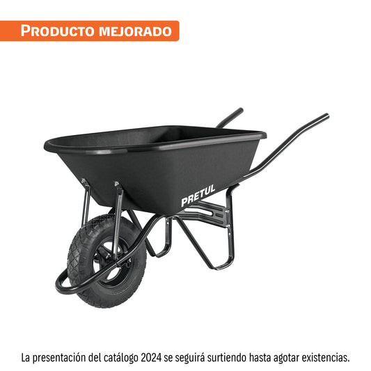 Carretilla concha plástica 5 ft3 Neumática b/tubular, Pretul