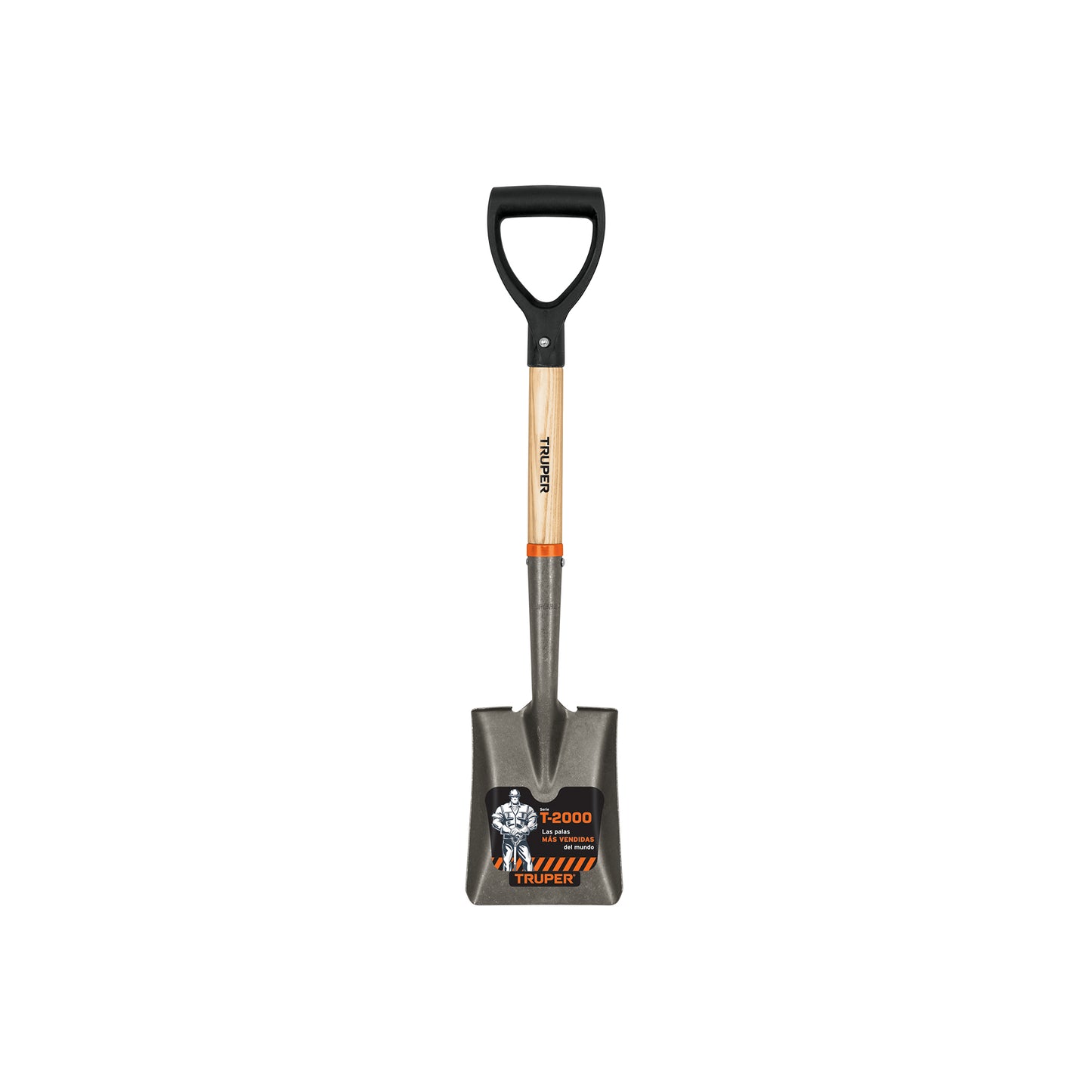 Pala cajuelera cuadrada, puño 'D' mango de madera, Truper