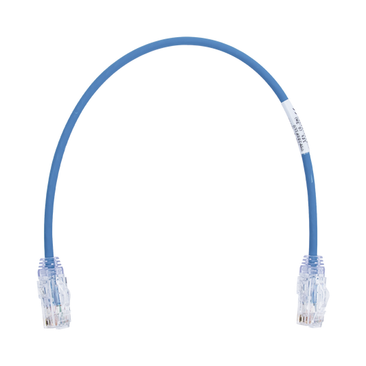 Cable de Parcheo TX6, UTP Cat6, Di�metro Reducido (28AWG), Color Azul, 0.3 Metros (1 Pie)