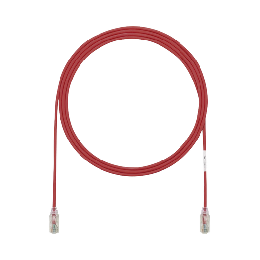 Cable de Parcheo TX6, UTP Cat6, Di�metro Reducido (28AWG), Color Rojo, 0.3 Metros (1 Pie)