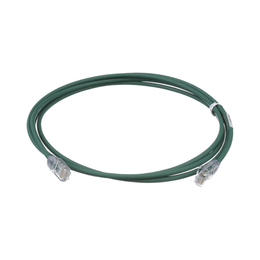Cable de Parcheo UTP Cat6A, CM/LSZH, Di�metro Reducido (28AWG), Color Verde, 0.91 Metros (3 Pies)