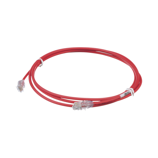 Cable de Parcheo UTP Cat6A, CM/LSZH, Di�metro Reducido (28AWG), Color Rojo, 2.13 Metros (7 Pies)