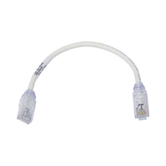 Cable de Parcheo UTP, Cat6A, Di�metro Reducido (28 AWG), CM/LSZH, Color Blanco Mate, 20.3 cm (8 Pulgadas)