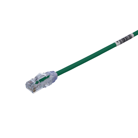 Cable de Parcheo UTP, Cat6A, Di�metro Reducido (28 AWG), CM/LSZH, Color Verde, 20.3 cm (8 Pulgadas)