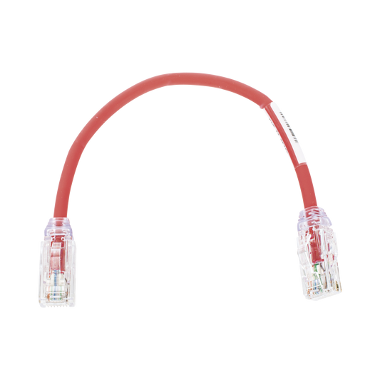 Cable de Parcheo UTP, Cat6A, Di�metro Reducido (28 AWG), CM/LSZH, Color Rojo, 20.3 cm (8 Pulgadas)