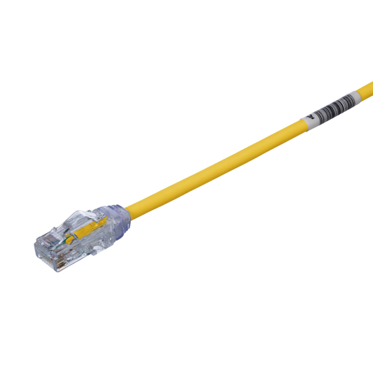 Cable de Parcheo UTP, Cat6A, Di�metro Reducido (28 AWG), CM/LSZH, Color Amarillo, 20.3 cm (8 Pulgadas)
