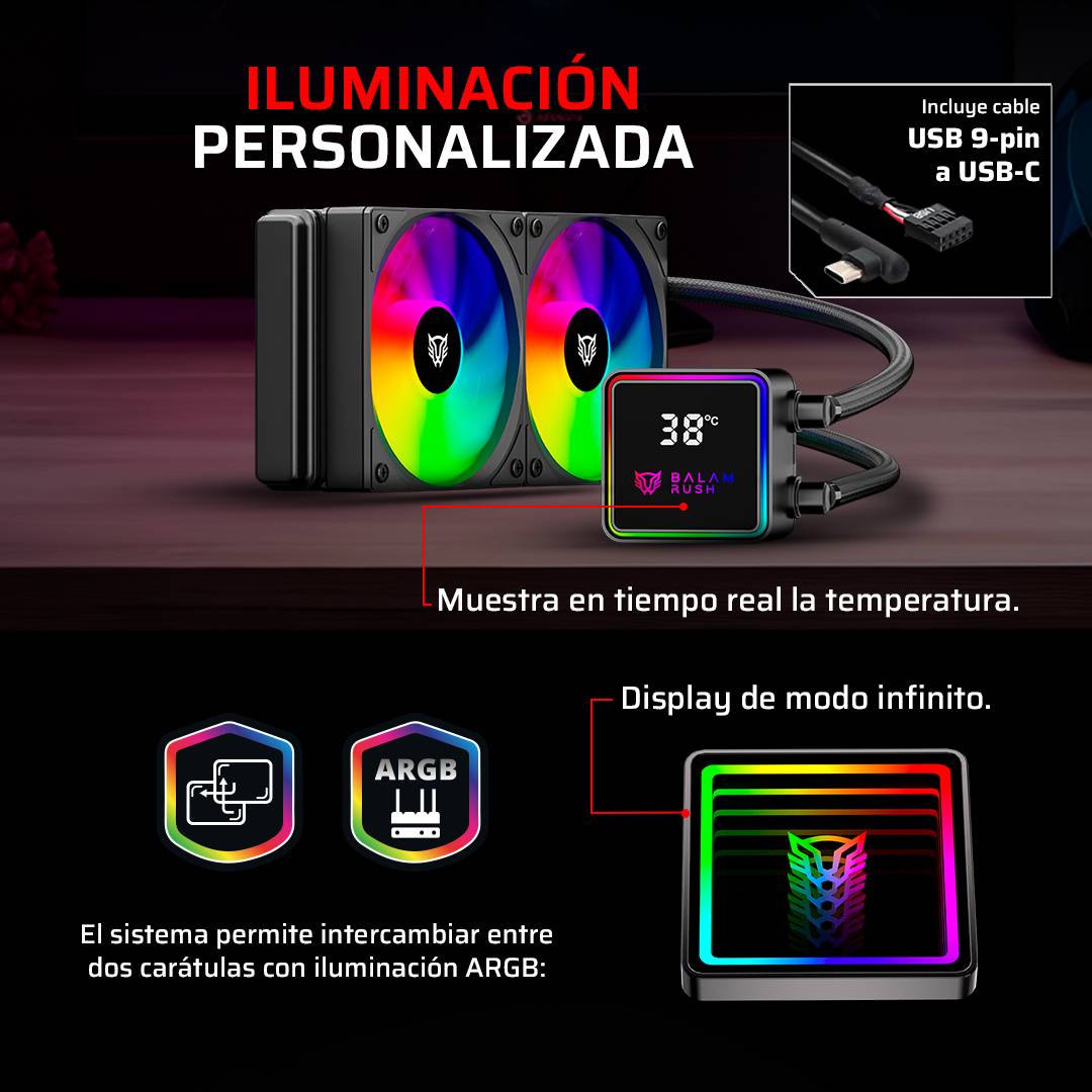 Enfriamiento y Ventilación Balam Rush CRYO PRISM 240 BLACK - Vista 3