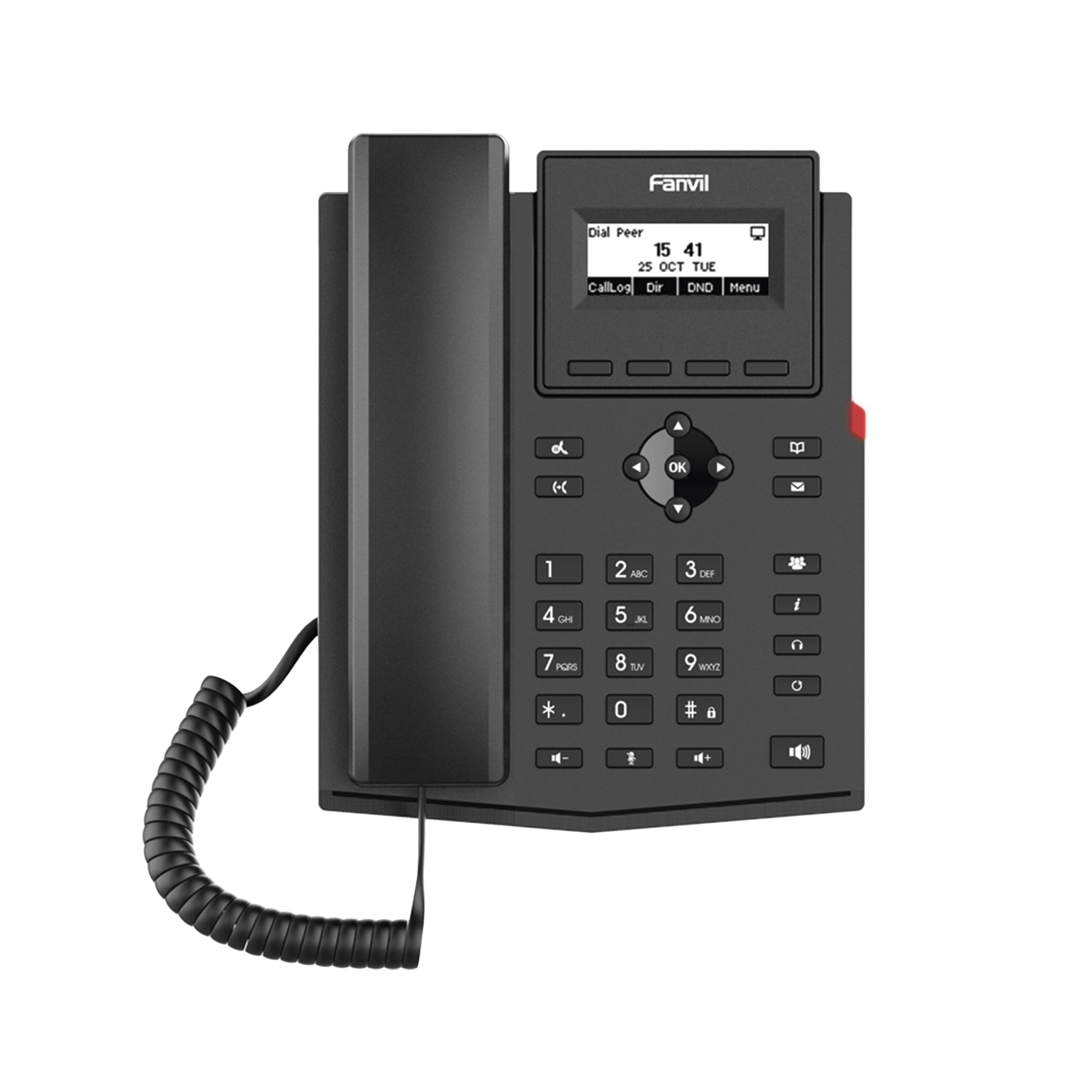 Teléfono IP / 2 Líneas SIP / Pantalla LCD 2.3" 132x64 / Audio HD G.722 y Opus / Conferencia 6 Vías / PoE 802.3af / Puertos Ethernet Duales 10/100 / Soporte EHS
