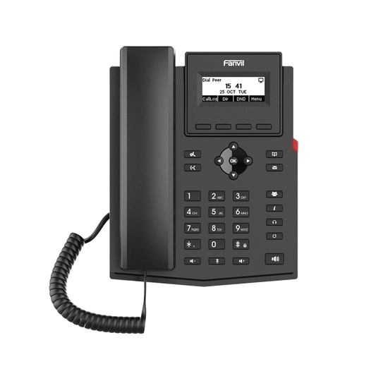Teléfono IP / 2 Líneas SIP / Pantalla LCD 2.3" 132x64 / Audio HD G.722 y Opus / Conferencia 6 Vías / PoE 802.3af / Puertos Ethernet Duales 10/100 / Soporte EHS