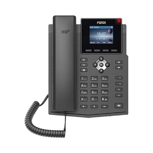 Teléfono IP / 4 Líneas SIP / Pantalla LCD Color 2.4" / Audio HD G.722 y Opus / Conferencia 3 Vías / PoE 802.3af / OpenVPN / Soporte EHS