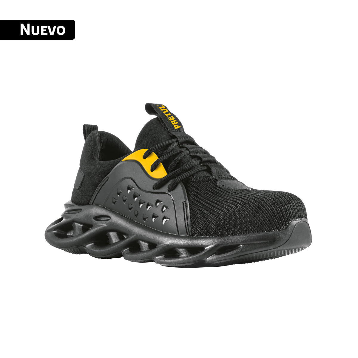 Tenis de seguridad #30, casquillo metálico, negros, PRETUL