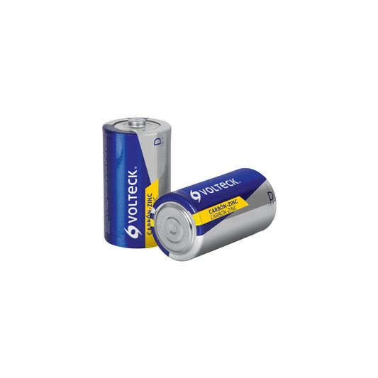 Blíster con 2 pilas zinc-carbón D, VOLTECK