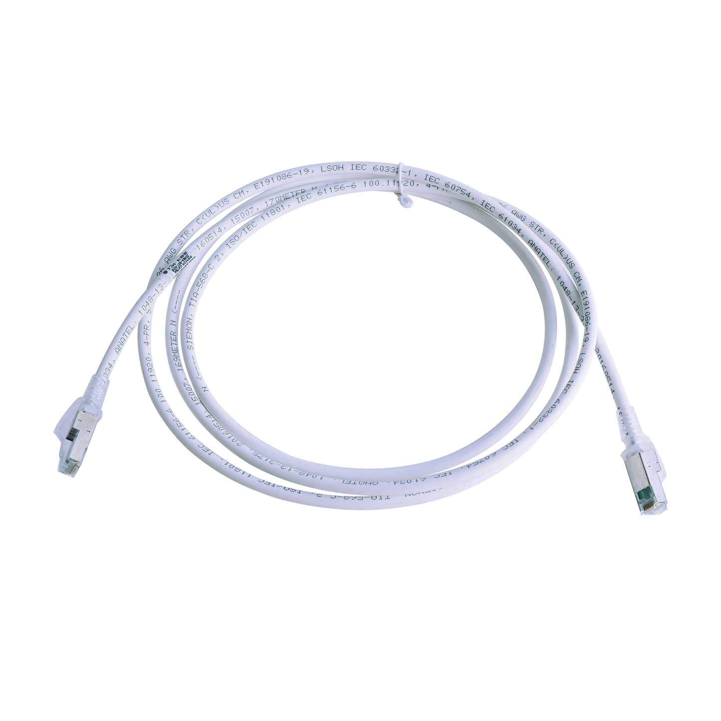 Patch Cord Z-MAX Cat6A S/FTP, CM/LS0H, 2.13 Metros (7 Pies), Color Blanco, Versi�n Bulk (Sin Empaque Individual)