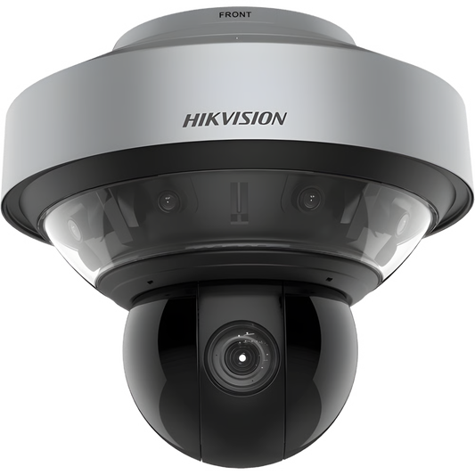 Domo PanoVu series / Vista Panorámica 180° / 4 Lentes de 4 Megapixel + PTZ 4 Megapixel de 40X Zoom / Posicionamiento 3D / IP67 / IK10 / WDR 120 dB / EIS / Autoseguimiento / 250 mts IR / 36 VCD