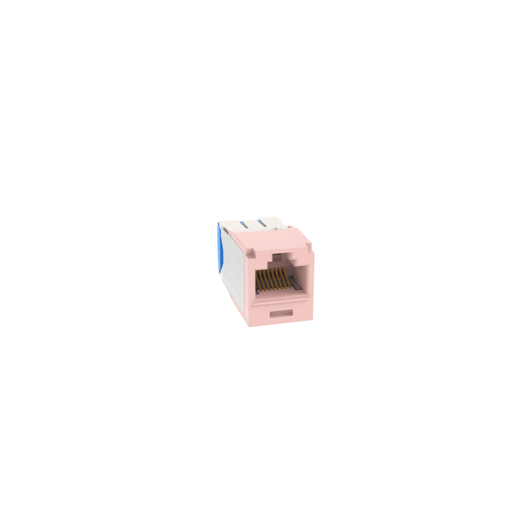Conector Jack RJ45 Estilo TG, Mini-Com, Categor�a 6A, de 8 Posiciones y 8 Cables, Color Rosa