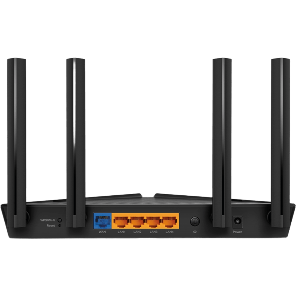 Router WiFi 6 doble banda AX 1800 Mbps /  MU-MIMO y OFDMA / 1 Puerto WAN 10/100/1000 Mbps / 4 Puertos LAN 10/100/1000 Mbps / 4 Potentes Antenas / Compatible con EasyMESH