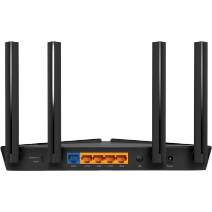 Router WiFi 6 doble banda AX 1800 Mbps /  MU-MIMO y OFDMA / 1 Puerto WAN 10/100/1000 Mbps / 4 Puertos LAN 10/100/1000 Mbps / 4 Potentes Antenas / Compatible con EasyMESH