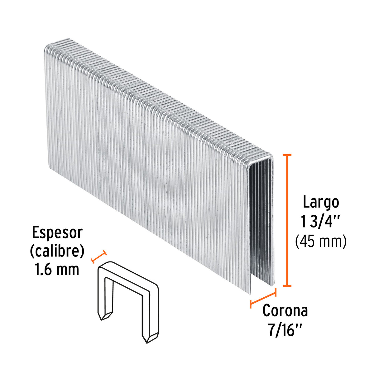 Caja con 1000 grapas corona 7/16' cal. 16, 45mm p/ENNE-160