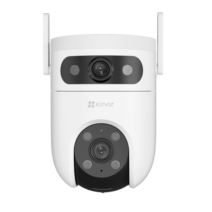 Cámara IP WiFi 6 (2.4 GHz y 5 GHz) PT Dual-Lente  / 2K (3mp + 3mp) / Visión Nocturna Color Hasta 40m / Detección IA Humano-Vehículo / Seguimiento Automático / Defensa Activa con Sirena y Luz Estroboscópica