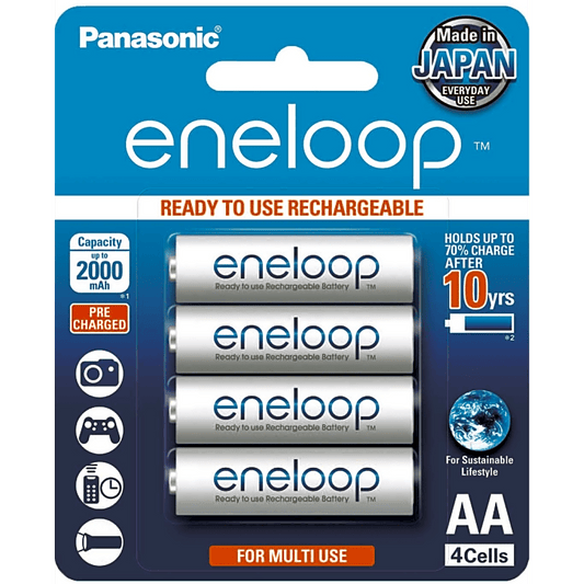 Batería Recargable AA 1.2V ENELOOP / Ni-HM / Paquete de 4 Baterías