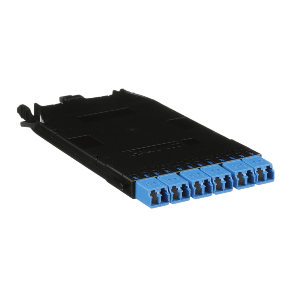 Cassette HD Flex Para 12 Fibras Monomodo OS2, de MPO a 6 Conectores LC Duplex, Método de Polaridad A, Color Azul