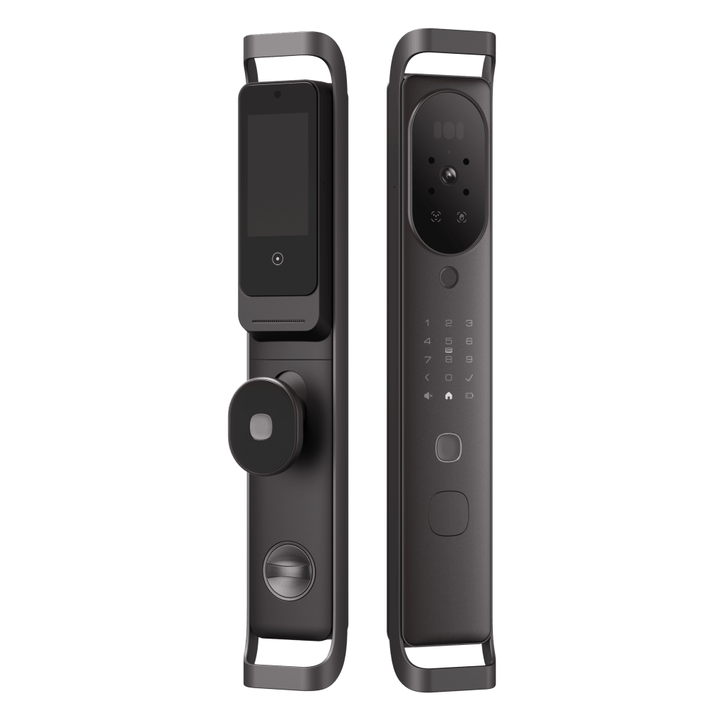 Cerradura Inteligente Multibiométrica / Reconocimiento Facial + Venas Palma + Huella Digital / Teclado Numérico + Tarjetas IC + NFC / Pantalla HD 4.5 Pulgadas / Batería Doble 4000mAh + 2500mAh / Conexión WiFi 2.4GHz / App Smart