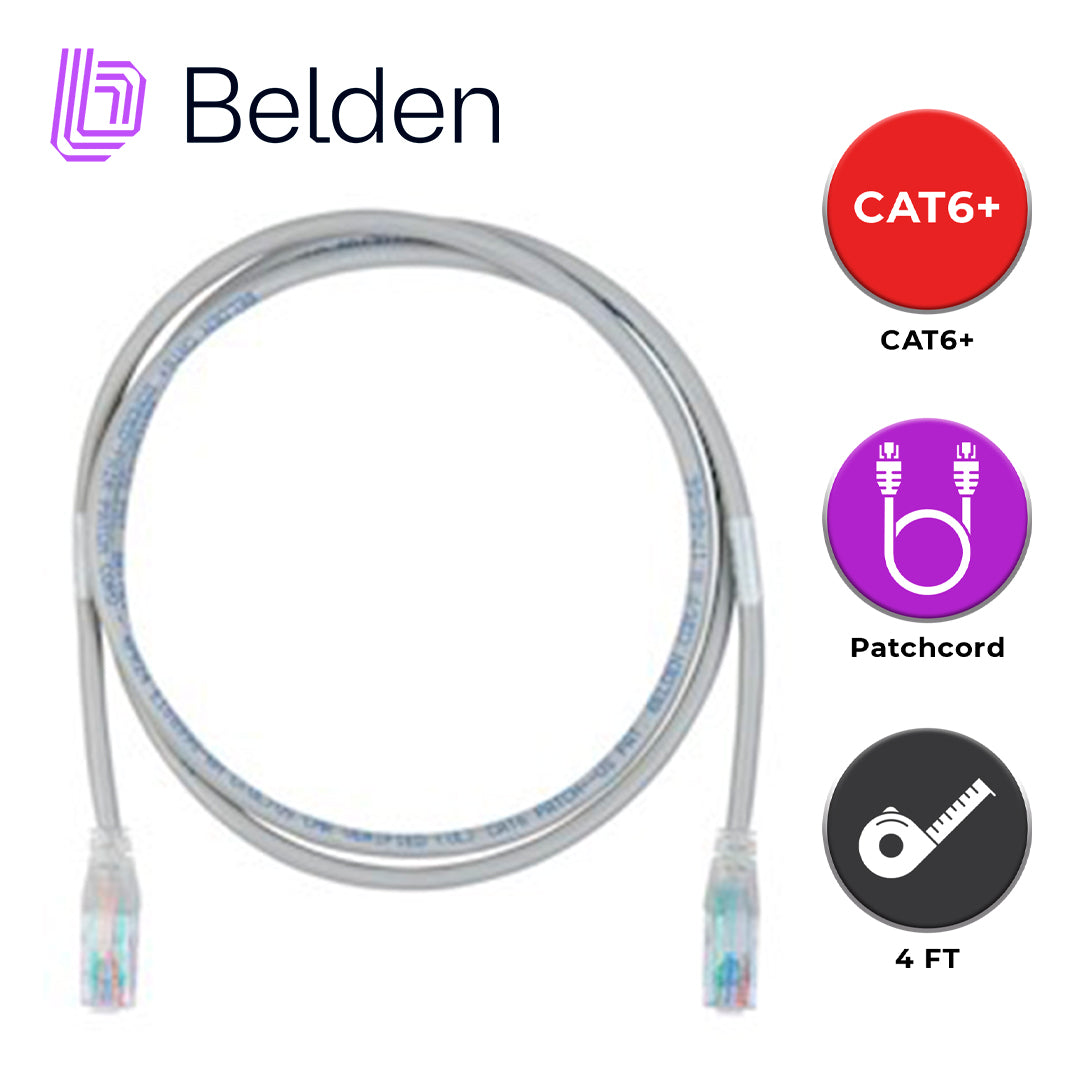 patch cord utp cat6+ belden c601109004 / interior / blanco / 4 pares / 24 awg / forro pvc / cmr / 4 pies 1.2 metros