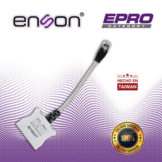 modulo duplexor pasivo enson epro-t2 soporta poe trabaja en par ideal para enviar dos nodos de red a traves de un sol0o cable utp trabaja con cat5e y cat6