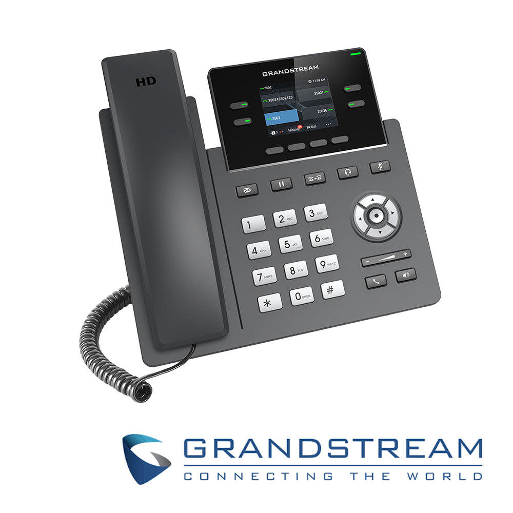 telefono ip grado carrier grandstream grp2612 / 2 cuentas sip / 4 lineas / 4 teclas multi funcion pantalla color lcd tft / 2 puertos 10/100mbps / hasta 16 teclas blf / alimentacion 5vcd/0.6a